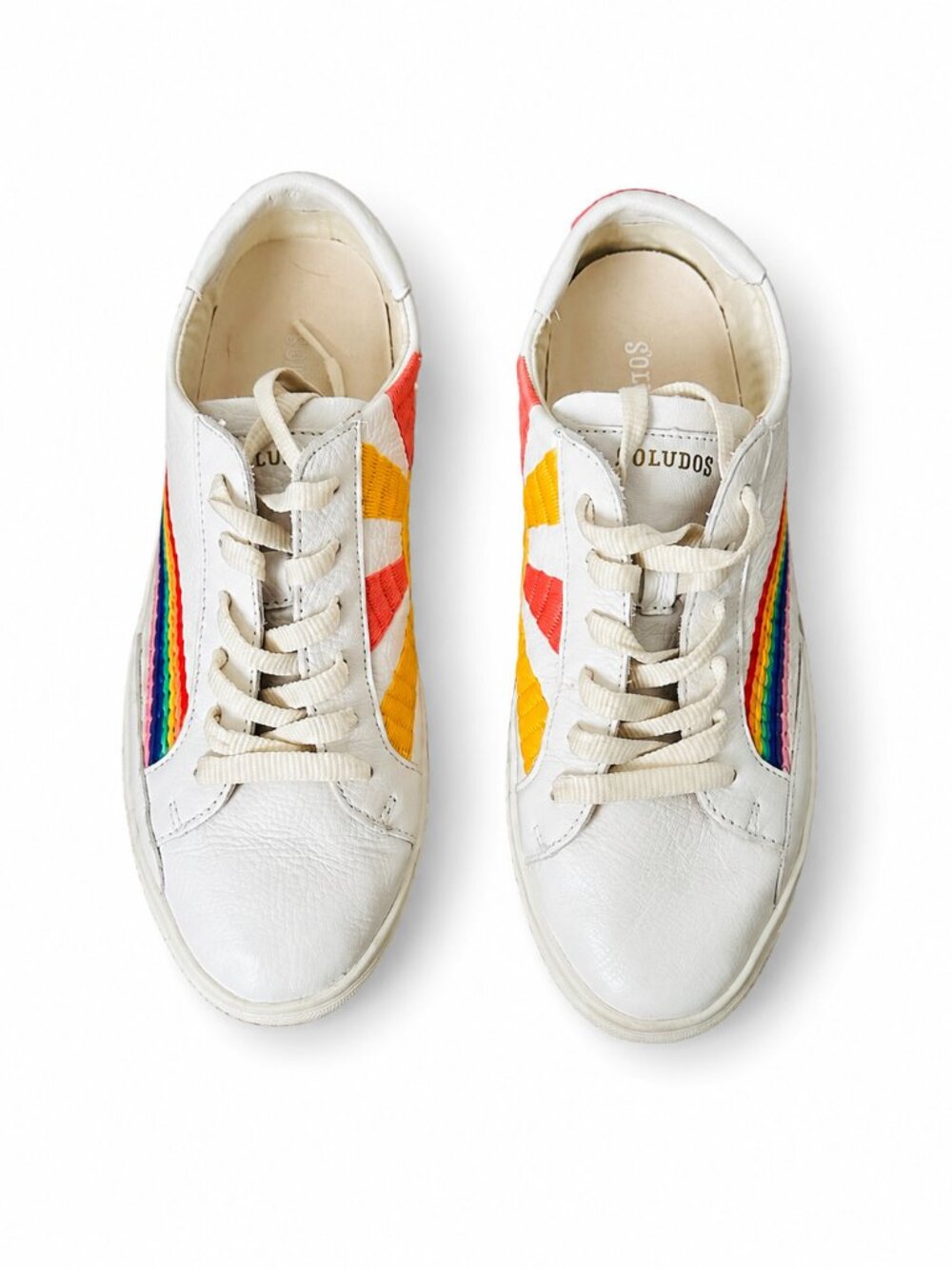 Soludos Good Vibes Rainbow Sunrise Leather Sneakers Womens 8.5